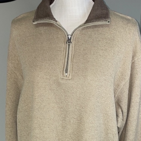 Mens tan or camel color large long sleeve 1/4 zip pullover. - Picture 1 of 11